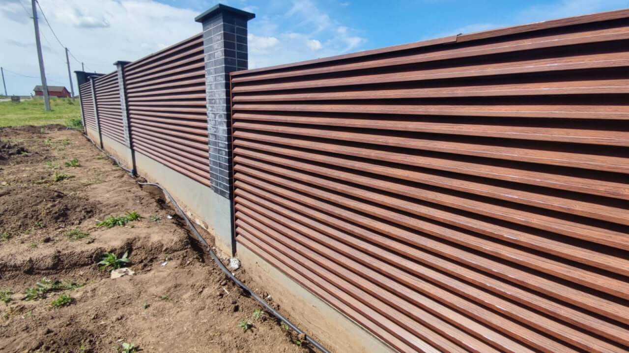 Забор-жалюзи из ламелей 54м ЭКО-Z Античный Дуб (SteelArt) в Архангельске